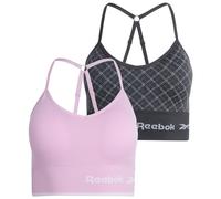 Sujetador Reebok para mujer - Bralette tipo camisola largo sin costuras (paquete de 2) Talla pequeρa Jacquard perla ennegrecidoMauve Mist