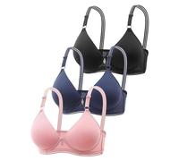 Sujetador Silicona Ofertas Sujetadores De 3 Piezas para Mujer, Ropa Interior Sexy Up Inalámbrica De Color Sólido, Soporte Cómodo Transpirable Ajustable, Sujetador Anticaí Calcetines De Lino Ofertas