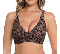 Sujetador Sin Aro Jelly Para Mujer, Escote en V Leopardo Jelly Push Up Bra, Ropa Interior Sin Costuras Cómoda, Sujetadores Suave Sin Aro Tipo Bralette, Sujetador Seamless Completo Camiseta 2026