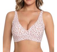 Sujetador Sin Aro Jelly Para Mujer, Escote en V Leopardo Jelly Push Up Bra, Ropa Interior Sin Costuras Cómoda, Sujetadores Suave Sin Aro Tipo Bralette, Sujetador Seamless Completo Camiseta Para Mujer