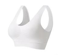 Sujetador sin aros de talla grande para mujer, sujetador deportivo con espalda cruzada para yoga y fitness (S blanco)