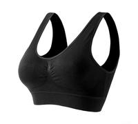 Sujetador sin aros de talla grande para mujer, sujetador deportivo con espalda cruzada para yoga y fitness (S negro)