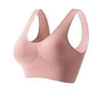 Sujetador sin aros de talla grande para mujer, sujetador deportivo cruzado para yoga y fitness (S rosa)