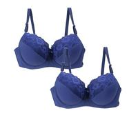 Sujetador sin Aros,Interior Mujer 34/75 36/80 38/85 40/90 42/95 44/100 BCDE Copa Encaje Sexy para Mujer Lencería Talla Grande Palabra (Blue, 100E).