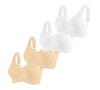 Sujetador sin aros, juego de 4 unidades, sin aros, sujetador con sujeción fuerte, sujetador push up sin costuras, cómodo, senos grandes, ropa interior clásica, bralette completa, tirantes anchos