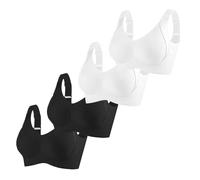 Sujetador sin aros, juego de 4 unidades, sin aros, sujetador con sujeción fuerte, sujetador push up sin costuras, cómodo, senos grandes, ropa interior clásica, bralette completa, tirantes anchos