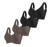 Sujetador sin aros, juego de 4 unidades, sin aros, sujetador con sujeción fuerte, sujetador push up sin costuras, cómodo, senos grandes, ropa interior clásica, bralette completa, tirantes anchos
