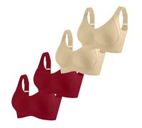 Sujetador sin aros, juego de 4 unidades, sin aros, sujetador con sujeción fuerte, sujetador push up sin costuras, cómodo, senos grandes, ropa interior clásica, bralette completa, tirantes anchos