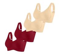 Sujetador sin aros, juego de 4 unidades, sin aros, sujetador con sujeción fuerte, sujetador push up sin costuras, cómodo, senos grandes, ropa interior clásica, bralette completa, tirantes anchos