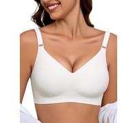 Sujetador sin Aros Mujer, Sujetador Reductor Push Up con Relleno Cómodo Sujetadores Mujer sin Aro Sostenes de Mujer Talla Grande Sujetador Invisible Diario Bralette sin Costuras Blanco L