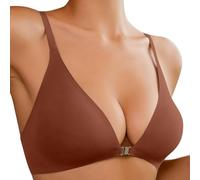 Sujetador sin aros para mujer, sin costuras, push-up, cómodo, sexy, encaje, senos, ropa interior deportiva informal, sin aros, sujetador clásico, ajuste transpirable, dorado, XL