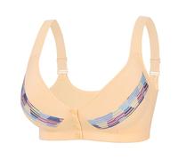 Sujetador sin aros sin aros copa G 36 52, talla grande europea y americana, sin anillo, brasier de encaje para mujer, beige, 46B