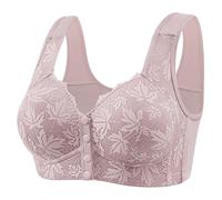 Sujetador sin Aros,Thin Laceless Comfortable Breathability Underwear Large Size Buckle Female Bra Deep V Neck Vest Bralette Wireless Bra Bikini (Watermelon Red, 36)