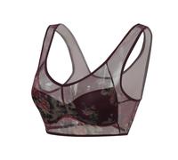 Sujetador sin costuras para mujer, sin aros, cómodo push-up, bralette sexy, de encaje, senos grandes, ropa interior deportiva, delgada, sin aros, sujetador clásico para yoga, morado, L