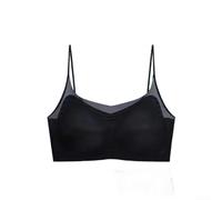 Sujetador sin costuras transpirable talla grande ultra delgado seda de hielo ropa interior de mujer para todas las estaciones (4XL negro)