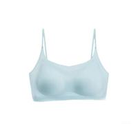 Sujetador sin costuras transpirable talla grande ultra delgado seda hielo ropa interior de las mujeres para todas las estaciones (L azul)