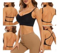 Sujetador sin Espalda Baja Mujer Sujetador Básico Sujetadores sin Aros Bralette Cómoda Invisible Mujer Push up Jelly Bra con Tirantes Multiposición Regulables Sujetadores Espalda en Forma de U