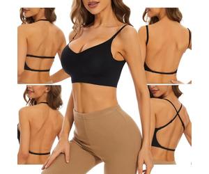 Sujetador sin Espalda Baja Mujer Sujetador Básico Sujetadores sin Aros Bralette Cómoda Invisible Mujer Push up Jelly Bra con Tirantes Multiposición Regulables Sujetadores Espalda en Forma de U