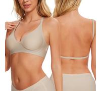 Sujetador Sin Espalda para Mujer Push Up Con Espalda Baja Invisible Sexy Multi-Wear Tirantes Regulables Forma de V Cómodo Bralette para Vestido y Boda