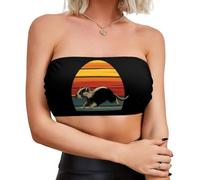 Sujetador sin Tirantes para Mujer con Estampado Floral de Margaritas y símbolo de la Paz, Tops Tipo Tubo sin Costuras, Tops Cortos Informales Tipo Bandeau para el Pecho, Ideales para el Verano.