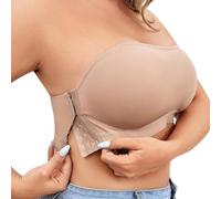 Sujetador sin tirantes, tallas grandes, cierre lateral, sin aros, bandeau sin costuras, cómodo para el día a día, comodidad, básico, sujetador sin tirantes, sujetador sin aros para mujer, 01#_beige
