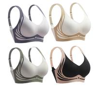 Sujetador Súper Fruncido, Sujetador Push-up Inalámbrico, Sujetador Suave Y Cómodo, Sujetador Push-up para Mujer, Sujetador Suavizante con Realce En La Espalda (L,4 Mezclar)
