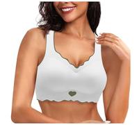 Sujetador Super Gather, suave y cómodo, sujetador sin aros, sujetador para mujer, lencería deportiva para todos los días, Blanco, 6XL