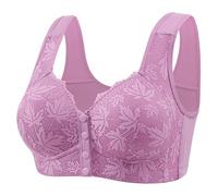 Sujetador,Thin Laceless Comfortable Breathability Underwear Large Size Buckle Female Bra Deep V Neck Vest Bralette Wireless Bra Bikini (Purple, 50)