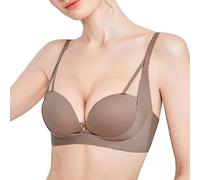 Sujetadores 2026 para mujer, brasier push up con copa de dedo, sexy, pecho pequeño, ropa interior especial sin costuras, sin anillo de acero, café, C