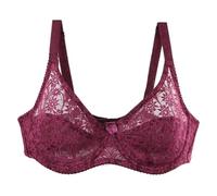 Sujetadores con armaduras de encaje floral para mujer - Sujetador de flexión no acolchado con tirantes ajustables - Bra Pink,Black,White,Beige,Khaki,Wine, Vino, 80E