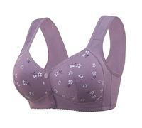 Sujetadores Daisy for mujeres mayores, sujetador push-up con cierre frontal, sin aros, sujetador for personas mayores con broches, sujetadores de algodón transpirables a la moda(Purple,6X-Large)
