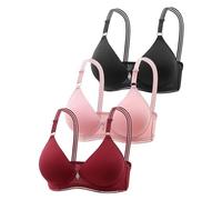 Sujetadores de 3 Piezas para Mujer, Ropa Interior Sexy Push Up inalámbrica de Color sólido, Soporte cómodo Transpirable Ajustable, Sujetador anticaída La Ropa Interior Atractiva Mujer
