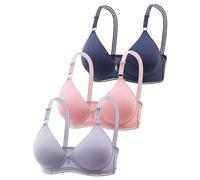 Sujetadores de 3 Piezas para Mujer, Ropa Interior Sexy Push Up inalámbrica de Color sólido, Soporte cómodo Transpirable Ajustable, Sujetador anticaída La Ropa Interior Atractiva Mujer