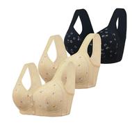 Sujetadores de 3 Piezas Sujetadores Mujer Diaria Sujetador Algodón Cómodo Sujetador con Cierre Delantero Ropa Interior Brasier de Dormir Bras Básico Tirantes Anchos Tallas Grandes