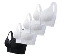 Sujetadores de cierre frontal para mujer, 4 piezas sin aros para mujer, brasier sin aros para mujer, brasier cómodo de cobertura completa, brasier cómodo de talla grande, paquete múltiple de tirantes