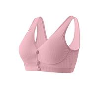 Sujetadores de cierre frontal para mujer, acanalados, sin aros, con cierre a presión, soporte de alto impacto, sin aros, cobertura completa, talla grande, rosa claro, 4XL