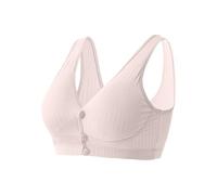 Sujetadores de cierre frontal para mujer, acanalados, sin aros, con cierre a presión, soporte de alto impacto, sin aros, cobertura completa, talla grande, beige, 4XL
