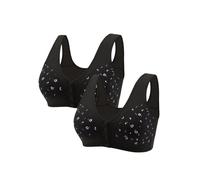 Sujetadores de cierre frontal para mujer, paquete de 2 bralettes para mujer, talla grande, sin costuras, sin costuras, de alto impacto, realce hacia arriba, cómodo, transpirable, paquete múltiple