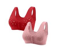 Sujetadores de cierre frontal para mujer, paquete de 2 bralettes para mujer, talla grande, sin costuras, sin costuras, de alto impacto, realce hacia arriba, cómodo, transpirable, paquete múltiple