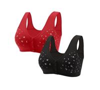Sujetadores de cierre frontal para mujer, paquete de 2 bralettes para mujer, talla grande, sin costuras, sin costuras, de alto impacto, realce hacia arriba, cómodo, transpirable, paquete múltiple