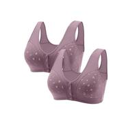 Sujetadores de cierre frontal para mujer, paquete de 2 bralettes para mujer, talla grande, sin costuras, sin costuras, de alto impacto, realce hacia arriba, cómodo, transpirable, paquete múltiple
