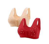 Sujetadores de cierre frontal para mujer, paquete de 2 bralettes para mujer, talla grande, sin costuras, sin costuras, de alto impacto, realce hacia arriba, cómodo, transpirable, paquete múltiple