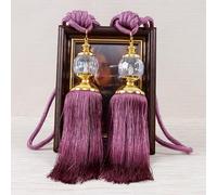 Sujetadores de cortina de bolas con cuentas, cuerda decorativa para sala de estar y estudio (morado oscuro)