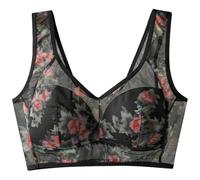 Sujetadores de encaje para mujer sin costuras, soporte para garganta push up seda helada impresa ropa interior de gran tamaño suave, cómodo para el diario, sexy correas anchas casuales bralette