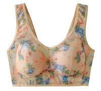 Sujetadores de encaje para mujer sin costuras, soporte para garganta push up seda helada impresa ropa interior de gran tamaño suave, cómodo para el diario, sexy correas anchas casuales bralette