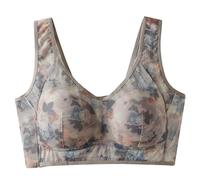 Sujetadores de encaje para mujer sin costuras, soporte para garganta push up seda helada impresa ropa interior de gran tamaño suave, cómodo para el diario, sexy correas anchas casuales bralette