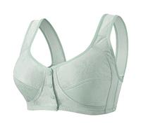 Sujetadores de margaritas con cierre frontal para mujer, jacquard sin aros, minimalista, floral, talla grande, cobertura completa, transpirable, acolchado, push up, para busto grande, verde claro, XL