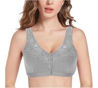 Sujetadores De Mastectomía Postcirugía Con Cierre Frontal Y Bolsillos, Sujetador De Cobertura Total De Algodón, Lencería Inalámbrica For El Día A Día For Mujer(Color:Gray,Size:42/95ABC)