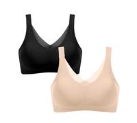 Sujetadores De Mastectomía Sin Costuras para Mujer con Bolsillos para Prótesis Mamarias, Sujetadores Deportivos Cómodos Y Sin Aros para Pechos Falsos Artificiales(2pcs-C,3XL)