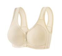 Sujetadores de sujeción frontal con correa ancha para mujer, sin aros, soporte completo, cómodo, sin varillas, transpirables, para uso diario, brasier acolchado para el pecho, beige, 80